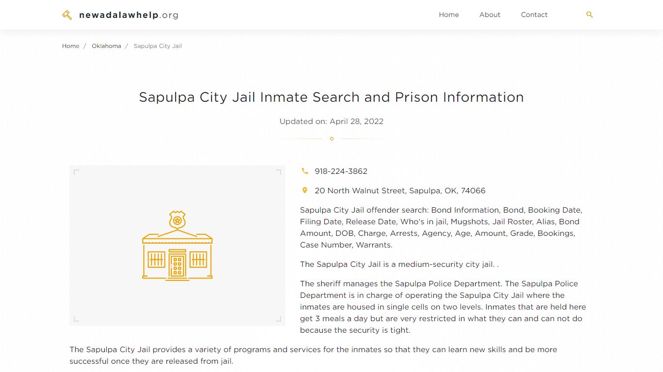 Sapulpa City Jail Inmate Search, Visitation, Phone no ...