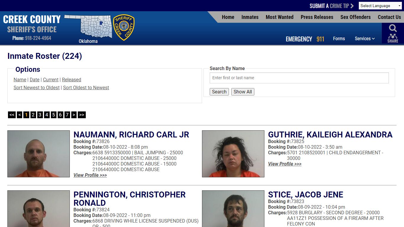 Inmate Roster - Current Inmates Booking Date Descending ...