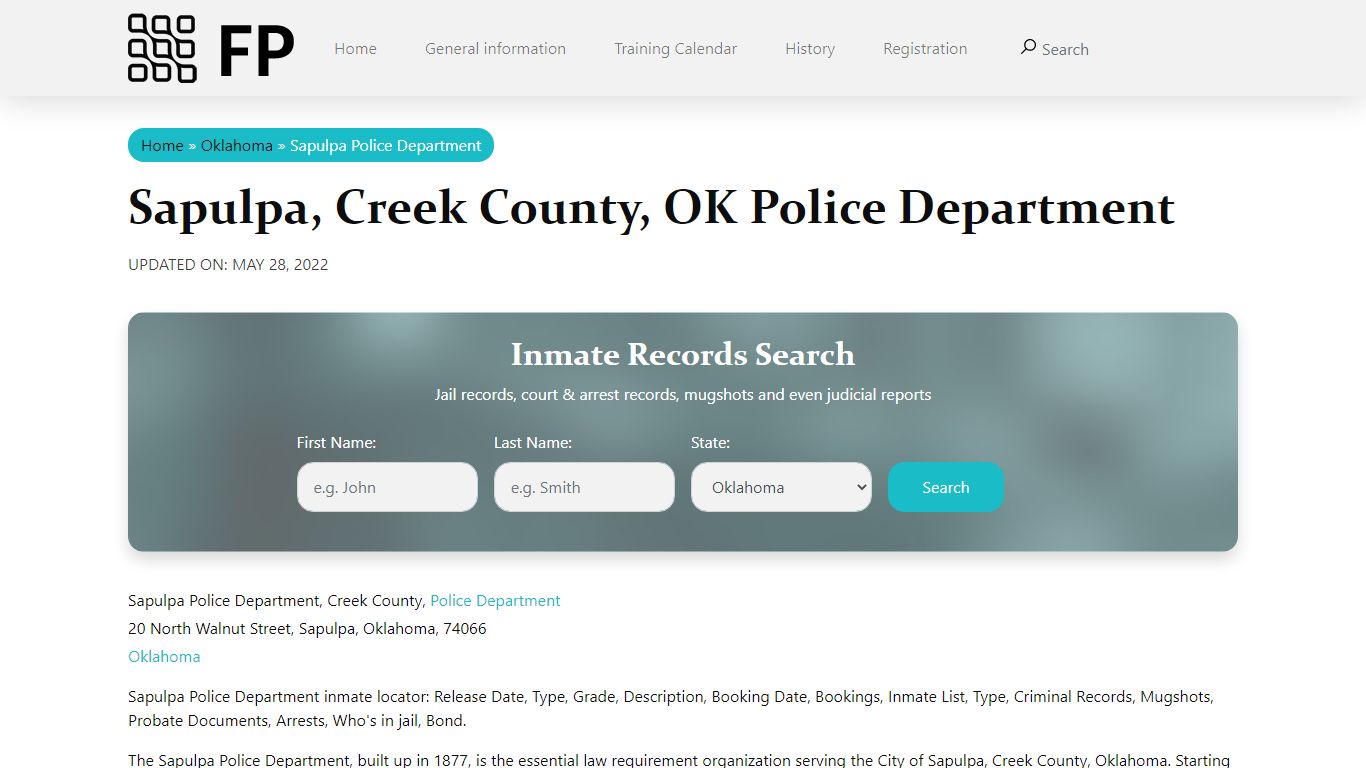 Sapulpa, OK Police - City Jail Inmates, Arrests